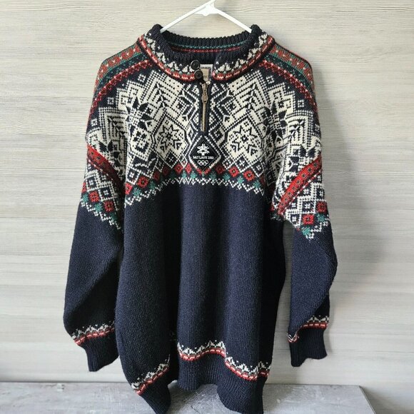 Dale of Norway Nordic Sweater XL Salt Lake 2002 City Olympics Wool 1/4 Zip Vtg - Picture 1 of 16
